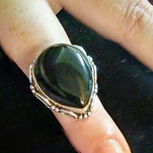 Black Onyx Vintage 925 Statement Ring Size 9